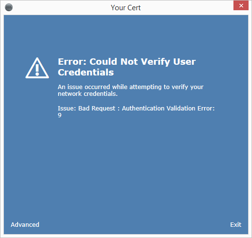 Authentication error