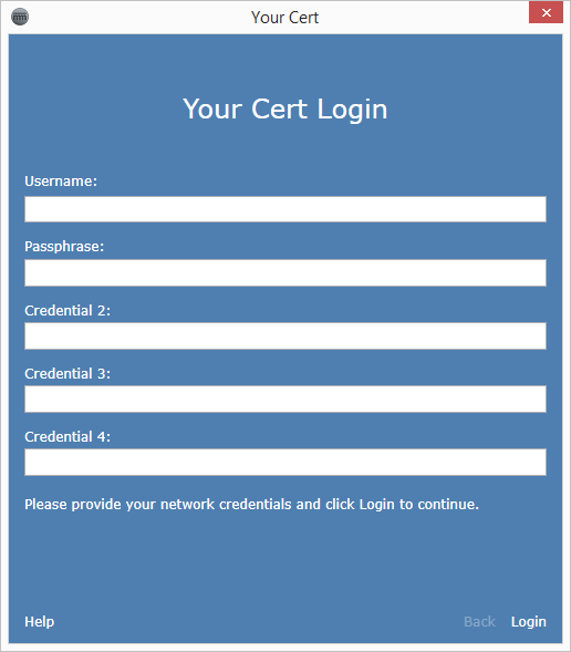 logon dialog with fields