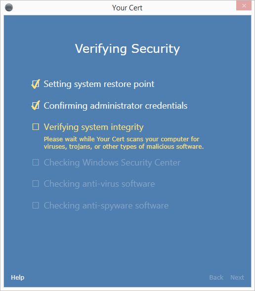 running malicious software removal tool